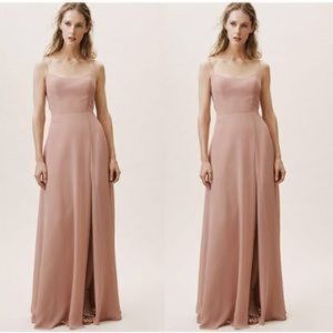 Jenny Yoo Kiara Tie Back Chiffon A-Line Gown